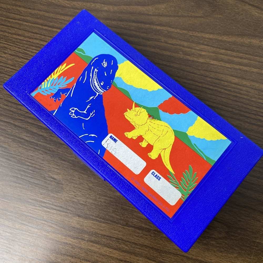 VTG 1988 Sanrio Company T-Rex & Triceratops DINOMIGHTIES? Empire Pencil Box Case
